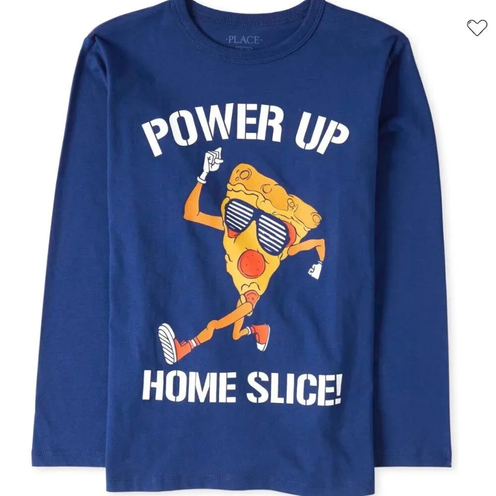 The Children's Place Boys Size Large 10/12 Pizza Graphic Tee Blue Power Up